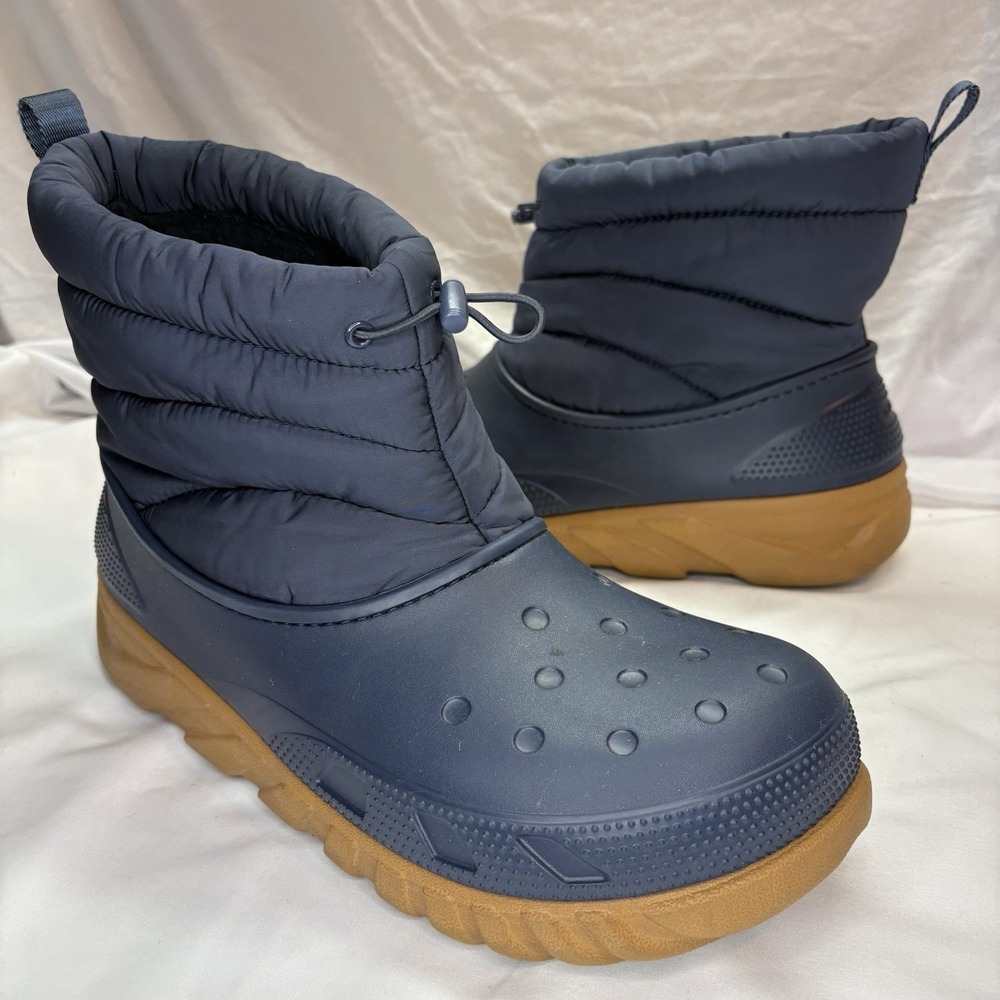 Crocs Snow Boots Duet Max II Men's US 13 Fuzz Lined Waterproof Blue Waterproof